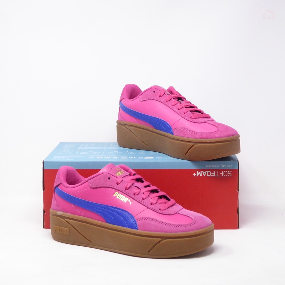 Puma Womens Club II Era Platform Sneakers Pink Blue Gum 8.5